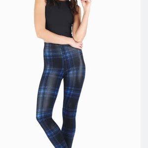 Blackmilk blue punk tartan wet look high waisted M